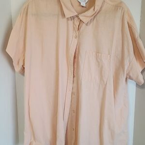 Intro. Soft Peach Button Down Shirt Linen Blend.